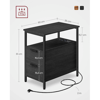 Artikelbild 5 für VASAGLE Beistelltisch anthrazit 35,0 x 60,0 x 61,0 cm, Artikelnummer 291159