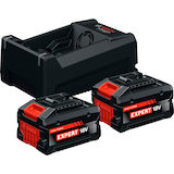 Artikelbild 1 für BOSCH Professional Werkzeugakkus mit Schnellladegerät EXPERT Starter Set 18V Li-Ion 2 x 4,0 Ah, Artikelnummer 736118