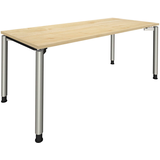 Artikelbild 1 für fm Sidney höhenverstellbarer Schreibtisch königsahorn rechteckig, 4-Fuß-Gestell Rundrohr silber 180,0 x 80,0 cm, Artikelnummer 352783