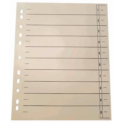 Artikelbild für Wekre Trennblätter DIN A4 0-9 chamois, 180 g/m², 100 Blatt, Artikelnummer 630489