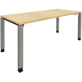 Artikelbild 1 für fm Sidney höhenverstellbarer Schreibtisch königsahorn rechteckig, 4-Fuß-Gestell Quadratrohr silber 180,0 x 80,0 cm, Artikelnummer 352944