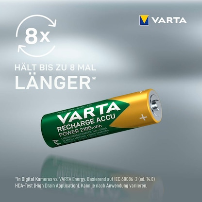 Artikelbild 4 für 4 VARTA Akkus RECHARGE ACCU Power Mignon AA 2.100 mAh, Artikelnummer 883223