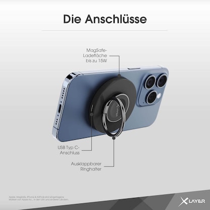 Artikelbild 5 für XLAYER MagFix Pro 3-in-1 Induktive Ladestation schwarz, 15 Watt, Artikelnummer 344927