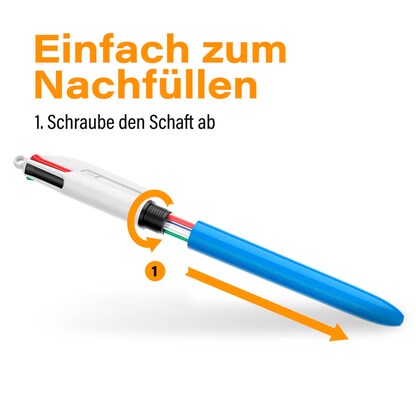 Artikelbild 6 für BIC 4-Farben-Kugelschreiber 4 Colours Original hellblau/weiß, Schreibfarbe: schwarz, blau, rot, grün, 1 St., Artikelnummer 836197