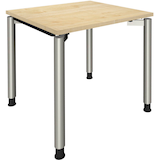 Artikelbild 1 für fm Sidney höhenverstellbarer Schreibtisch königsahorn rechteckig, 4-Fuß-Gestell Rundrohr silber 80,0 x 80,0 cm, Artikelnummer 353021