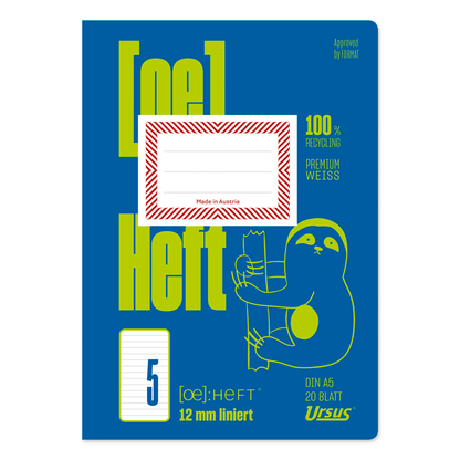 Artikelbild 2 für Ursus Schulheft OE Recycling Lineatur 5 liniert DIN A5 ohne Rand, 20 Blatt, Artikelnummer 405478