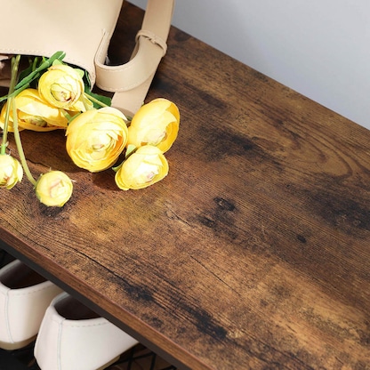 Artikelbild 7 für VASAGLE Garderobenbank mit Haken und Schuhrost HSR45BX braun, schwarz Metall 80,0 cm, Artikelnummer 262947