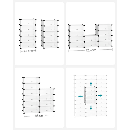 Artikelbild 5 für SONGMICS Schuhschrank, LPC10W weiß 43,0 x 31,0 x 173,0 cm, Artikelnummer 439598