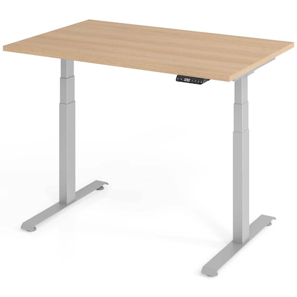 Artikelbild für BaseLite elektrisch höhenverstellbarer Schreibtisch eiche rechteckig, T-Fuß-Gestell silber 120,0 x 80,0 cm, Artikelnummer 270567