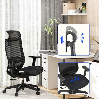 Artikelbild 3 für FlexiSpot Bürostuhl BS4 Stoff schwarz, Gestell schwarz, Artikelnummer 445029