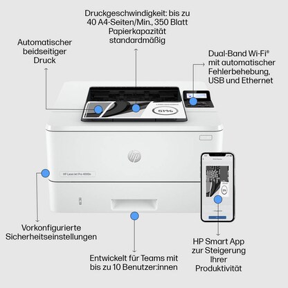 Artikelbild 10 für HP LaserJet Pro 4002dn Laserdrucker weiß, Artikelnummer 777332