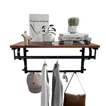 Artikelbild 2 für VASAGLE Wandgarderobe LCR11BX braun Metall 7 Haken 60,0 x 31,7 cm, Artikelnummer 263048