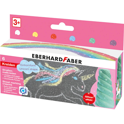 Artikelbild 2 für EBERHARD FABER Einhorn Straßenmalkreide Glitzer farbsortiert 6 St., Artikelnummer 100097