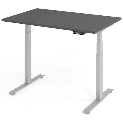 Artikelbild für BaseLite elektrisch höhenverstellbarer Schreibtisch grafit rechteckig, T-Fuß-Gestell silber 120,0 x 80,0 cm, Artikelnummer 270419
