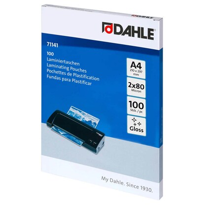 Artikelbild für 100 DAHLE Laminierfolien glänzend für A4 80 micron, Artikelnummer 422059