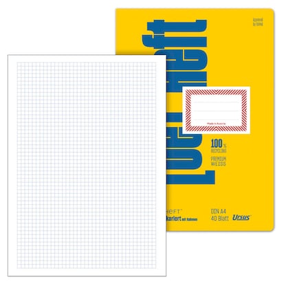 Artikelbild für Ursus Schulheft OE Recycling Lineatur 44 kariert DIN A4 Rand rundum, 40 Blatt, Artikelnummer 434288