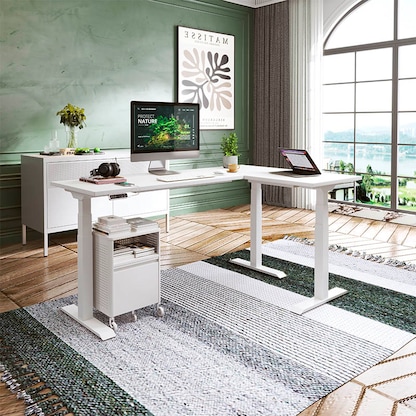 Artikelbild 6 für FlexiSpot E7L elektrisch höhenverstellbares Schreibtischgestell weiß ohne Tischplatte, T-Fuß-Gestell weiß 127,5 - 210,0 x 60,0 - 80,0 cm, Artikelnummer 444879