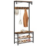 Artikelbild 1 für VASAGLE Garderobenbank mit Haken und Schuhrost HSR45BX braun, schwarz Metall 80,0 cm, Artikelnummer 262947