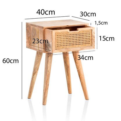 Artikelbild 2 für WOHNLING Nachttisch Massivholz braun 40,0 x 30,0 x 60,0 cm, Artikelnummer 314809