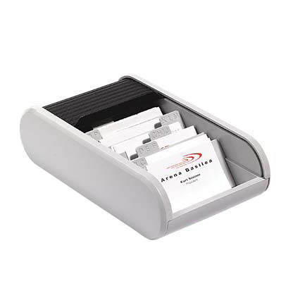 Artikelbild 8 für helit Visitenkartenbox lichtgrau/schwarz, für bis zu 300 Visitenkarten, Artikelnummer 138248