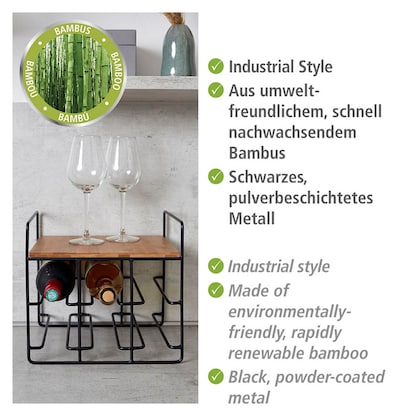 Artikelbild 3 für WENKO Weinregal Loft schwarz, braun 30,0 x 24,0 x 27,5 cm, Artikelnummer 530693