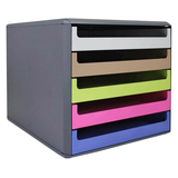 Artikelbild 1 für M&M Schubladenbox hellgrau, karamell, hellgrün, pink, blau 30057674BE, DIN A4 mit 5 Schubladen, Artikelnummer 326866