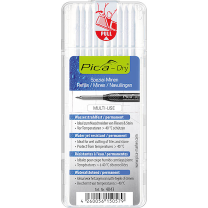 Artikelbild 3 für Pica Dry Wasserstrahl 4043 Ersatzminen für Tieflochmarker-Bleistift weiß 2,8 mm, 10 St., Artikelnummer 549018