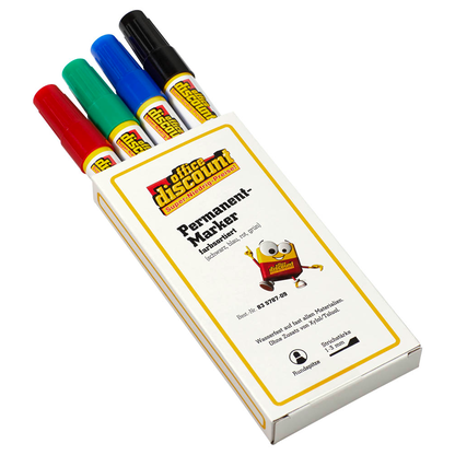 Artikelbild 3 für office discount Permanentmarker farbsortiert 1,5 - 3,0 mm, 4 St., Artikelnummer 835787