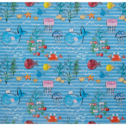 Artikelbild 3 für JUNG SCHÖNER VERPACKEN Geschenkpapier Capitano Fische blau, 20,0 m, Artikelnummer 223158