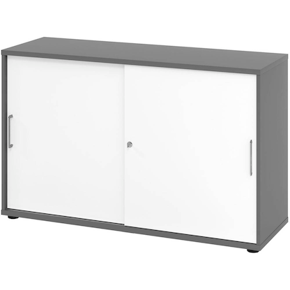 Artikelbild für HAMMERBACHER Schiebetürenschrank 1752S, V1752S/G/W/BS grafit, weiß 1 Fachboden 120,0 x 40,0 x 74,8 cm, Artikelnummer 992768