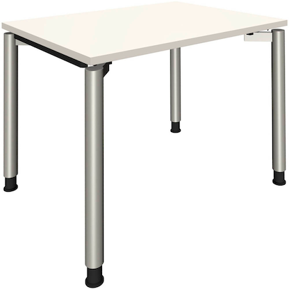 Artikelbild für fm Sidney höhenverstellbarer Schreibtisch weiß rechteckig, 4-Fuß-Gestell Rundrohr silber 100,0 x 80,0 cm, Artikelnummer 352937