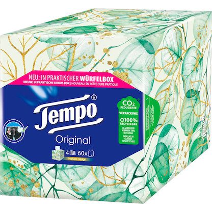 Artikelbild 2 für Tempo Taschentücherbox Original 4-lagig weiß, 60 Tücher, Artikelnummer 528657