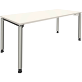 Artikelbild 1 für fm Sidney höhenverstellbarer Schreibtisch weiß rechteckig, 4-Fuß-Gestell Rundrohr silber 180,0 x 80,0 cm, Artikelnummer 353033