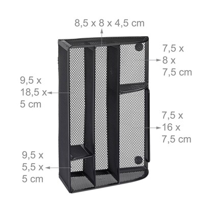 Artikelbild 3 für relaxdays Schreibtisch-Organizer schwarz Metall 5 Fächer 25,5 x 18,0 x 10,5 cm, Artikelnummer 516662