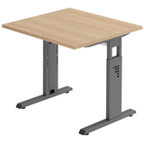 Artikelbild 1 für HAMMERBACHER OS 08 höhenverstellbarer Schreibtisch eiche quadratisch, C-Fuß-Gestell grau 80,0 x 80,0 cm, Artikelnummer 443046