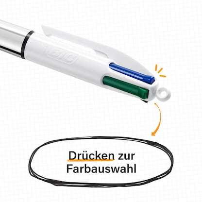 Artikelbild 8 für BIC 4-Farben-Kugelschreiber 4 Colours Shine metallic-silber, Schreibfarbe: blau, schwarz, rot, grün, 1 St., Artikelnummer 314282
