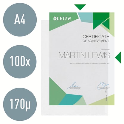 Artikelbild 7 für 100 LEITZ Sichthüllen 4060 DIN A4 transparent genarbt 0,17 mm, Artikelnummer 154161