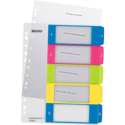 Artikelbild 3 für AKTION: LEITZ Ordnerregister WOW DIN A4 Vollformat, Überbreite 1-5 farbig 5-teilig, 1 Satz mit Prämie nach Registrierung, Artikelnummer 893038
