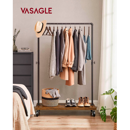 Artikelbild 3 für VASAGLE Rollgarderobe braun Metall 2 Haken 104,5 x 162,0 cm, Artikelnummer 260889