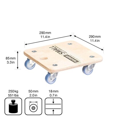 Artikelbild 4 für WAGNER® design yourself Transportroller MM 1353 birke 29,0 x 29,0 x 8,6 cm bis 250,0 kg, Artikelnummer 419917