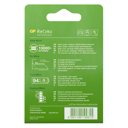 Artikelbild 3 für 4 GP Akkus ReCyko+ Micro AAA 850 mAh, Artikelnummer 289882