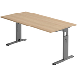 Artikelbild 1 für HAMMERBACHER OS 16 höhenverstellbarer Schreibtisch eiche rechteckig, C-Fuß-Gestell grau 160,0 x 80,0 cm, Artikelnummer 443141