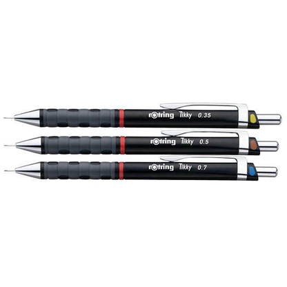 Artikelbild 12 für rotring Tikky Druckbleistift-Set schwarz HB 0,35 + 0,5 + 0,7 mm, 3 St., Artikelnummer 825500
