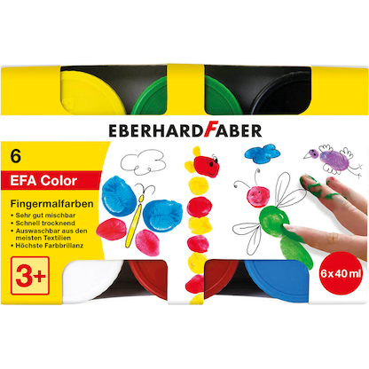 Artikelbild für 6 EBERHARD FABER EFA Color Fingerfarben farbsortiert 6x 40,0 ml, Artikelnummer 419362