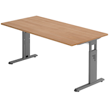 Artikelbild 1 für HAMMERBACHER OS 16 höhenverstellbarer Schreibtisch nussbaum rechteckig, C-Fuß-Gestell grau 160,0 x 80,0 cm, Artikelnummer 443212
