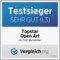 Vergleich.org Testsieger-Siegel: Topstar Open Art Bürostuhl, Bewertung ‚Sehr gut (1,3)‘, 10/2015.