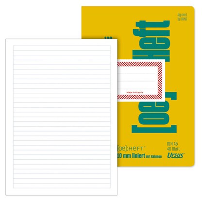 Artikelbild für Ursus Schulheft OE Recycling Lineatur 22 liniert DIN A5 Rand rundum, 40 Blatt, Artikelnummer 434302