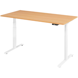 Artikelbild 1 für BaseLite elektrisch höhenverstellbarer Schreibtisch buche rechteckig, T-Fuß-Gestell weiß 160,0 x 80,0 cm, Artikelnummer 270779