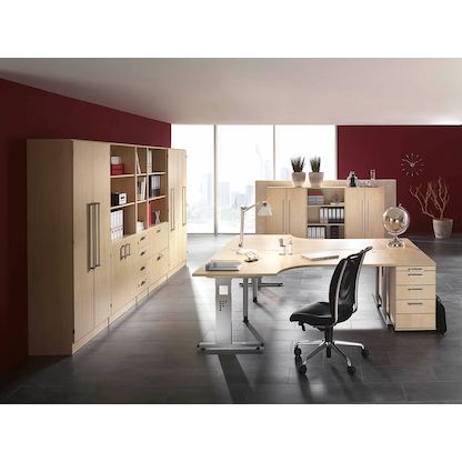 Artikelbild 5 für HAMMERBACHER Verbindungsplatte höhenverstellbar VLT12 ahorn, silber Trapezform 120,0 x 80,0 x 65,5 - 82,5 cm, Artikelnummer 656456