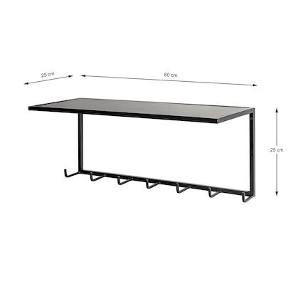 Artikelbild 2 für HAKU Möbel Wandgarderobe 25511 schwarz Metall 7 Haken 60,0 x 25,0 cm, Artikelnummer 799542